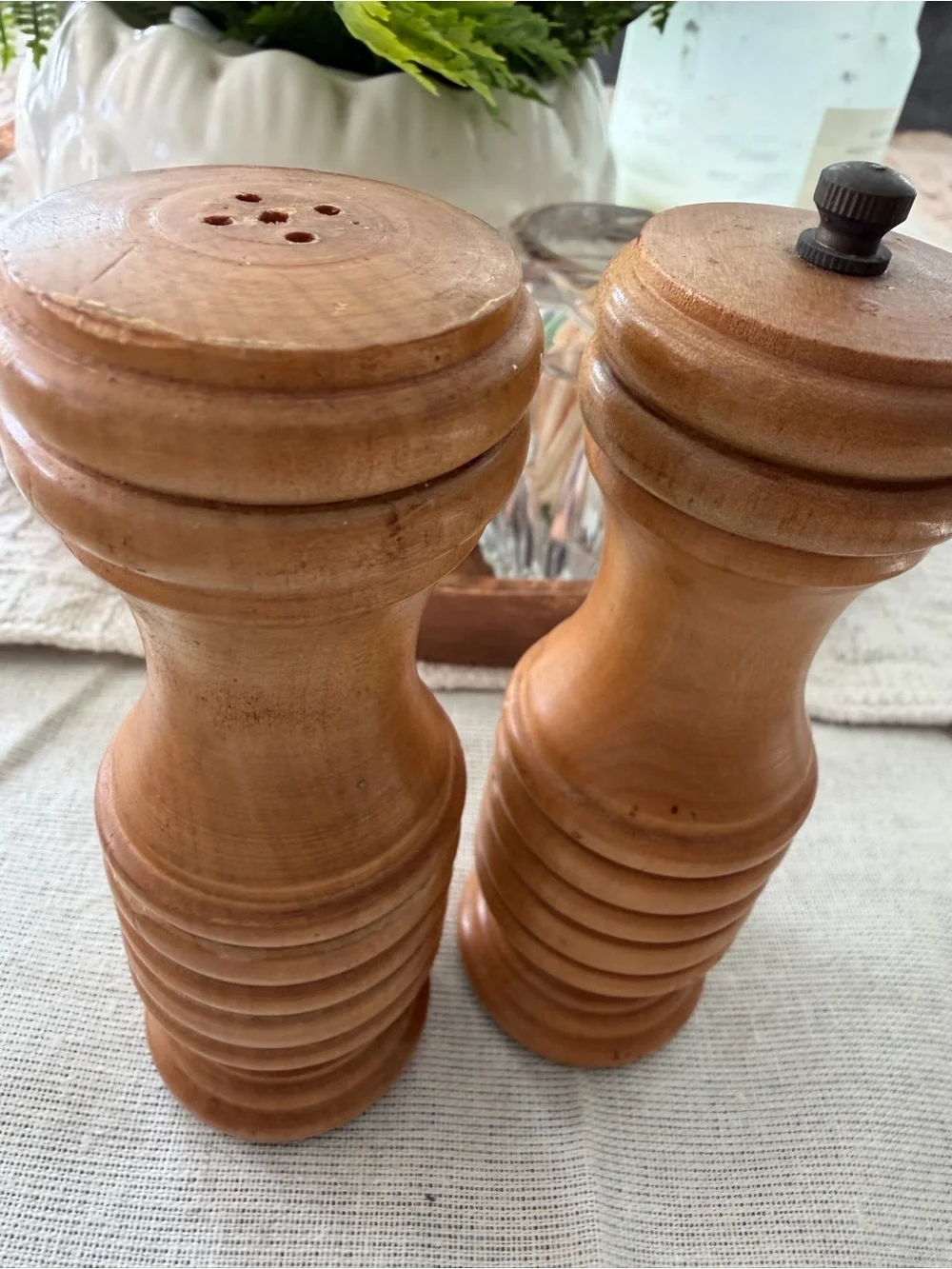 Wooden Salt and Pepper Shaker Set - Natural Brown - Unbranded